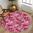 thumbnail image 3 of Round Area Rug 8 Ft, Cherry Blossom Washable Non-Slip Circle Carpet for Living Room/Bedroom, Spring Watercolor Flowers Modern Abstract Art Collection Low-Profile Large Area Rugs for Indoor, 3 of 7