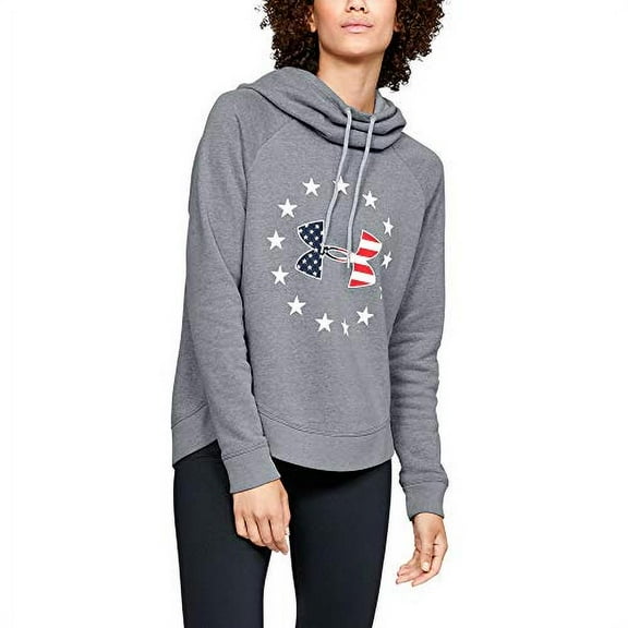 Under Armour Women's Freedom Logo Favorite Hoodie, Steel Light Heather (035)/White, X-Small