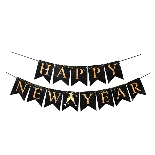 Conjunto de tarjeta de papel de Oro negro Kearding 16.4 pies pancarta personalizada para fiestas