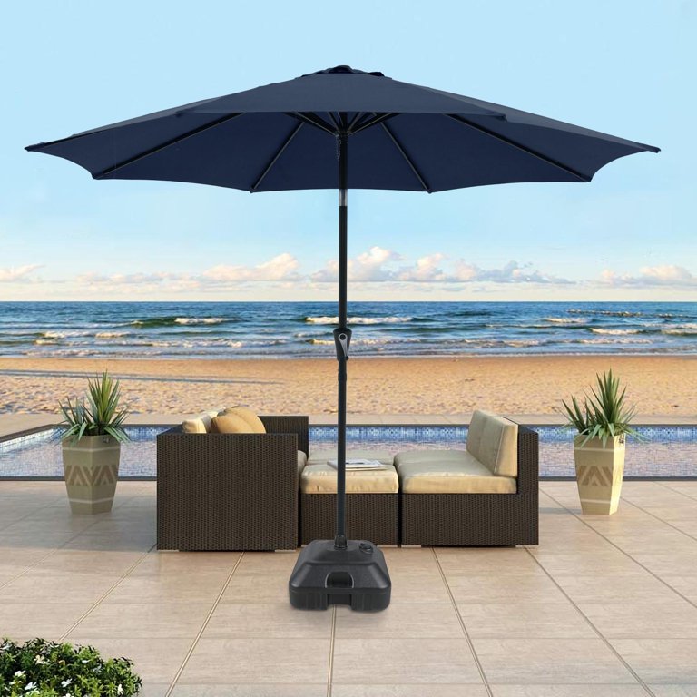9 patio umbrella with 6 or 8 ribs Patio Umbrella, 9-Feet Outdoor Table Market Umbrella with 8 Ribs and Push  Button Tilt and Crank, for Garden Beach Deck, Dark Blue