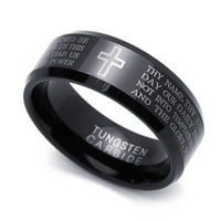 Dainty Jewelry Product Image Men S 9mm Comfort Fit Tungsten Carbide Wedding Band Lord Prayer Cross Our Father Praying Ring