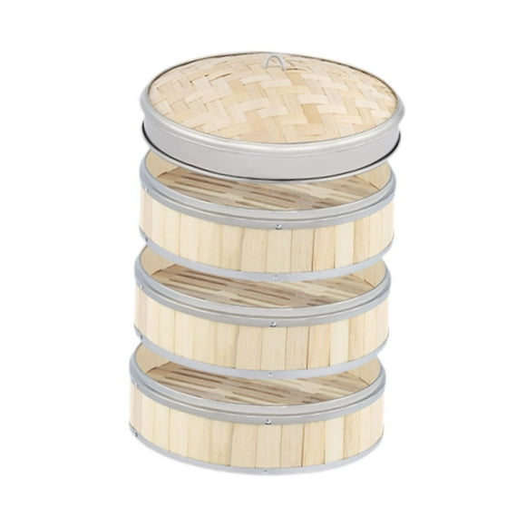 koolsoo Bamboo Steamer Basket Round Dumpling Steamer Basket for Seafood Chicken Meat 26cm