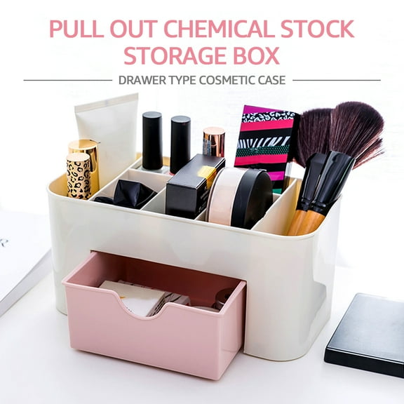 Relax love Desktop Makeup Organizer, Cosmetic Storage Box with Drawers for Jewelry Skin Care Brushes,Pink