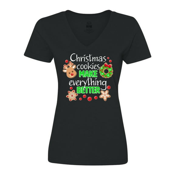 Inktastic Christmas Cookies Make Everything Better Women's V-Neck T-Shirt