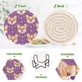 thumbnail image 4 of Haosy Set of 6 Drink Woven Coaster with Holder Heat Resistant Non-Slip Bar Coasters 4 Inches Corgi Dog Faces, 4 of 7