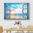 thumbnail image 3 of wall26 Canvas Print Wall Art Window View Pastel Sunset Blue Ocean Beach Horizon Wilderness Nature Photography Realism Scenic Landscape Colorful Multicolor for Living Room, Bedroom, Office - 32&quot;x, 3 of 5