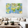thumbnail image 3 of Elephant Stock Cartoon Landmarks World Map Wall Art - Horizontal Multi Panel Canvas - Living Room Wall Decor - Map Multi Panel - Green And Yellow Decor - 74" x 48", 3 of 8