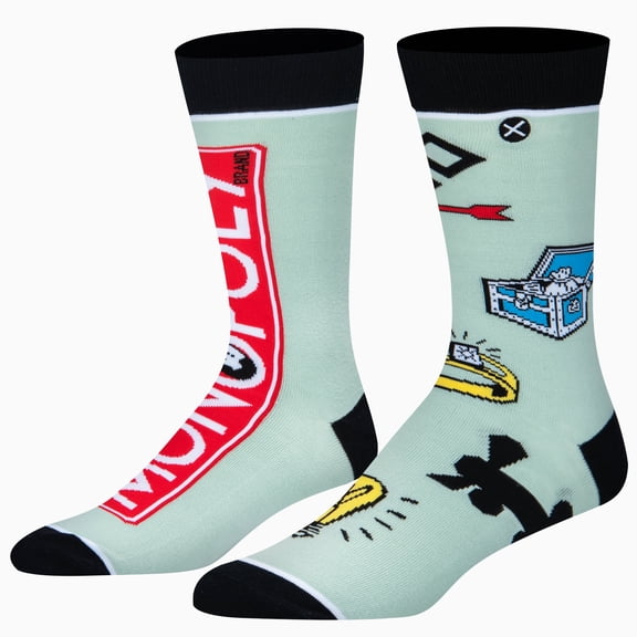 ODD SOX – Monopoly Split – Novelty Crew Socks – Size Large – Men's 8–12 / Women's 9.5–13.5 – Gift
