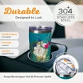 thumbnail image 3 of Christian Art Gifts Large Stainless Steel Double Wall Vacuum Insulated Peacock Teal Travel Mug Tumbler for Women: Blessed Faith Inspired, BPA Free Non-toxic Multicolor Floral, Retractable Lid, 18 oz., 3 of 7