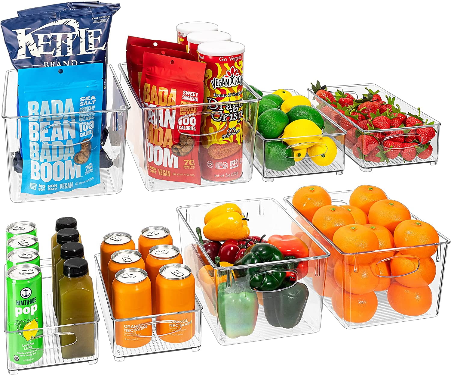 Sorbus Set of 8 Clear Fridge Organizers Refrigerator & Pantry Bins