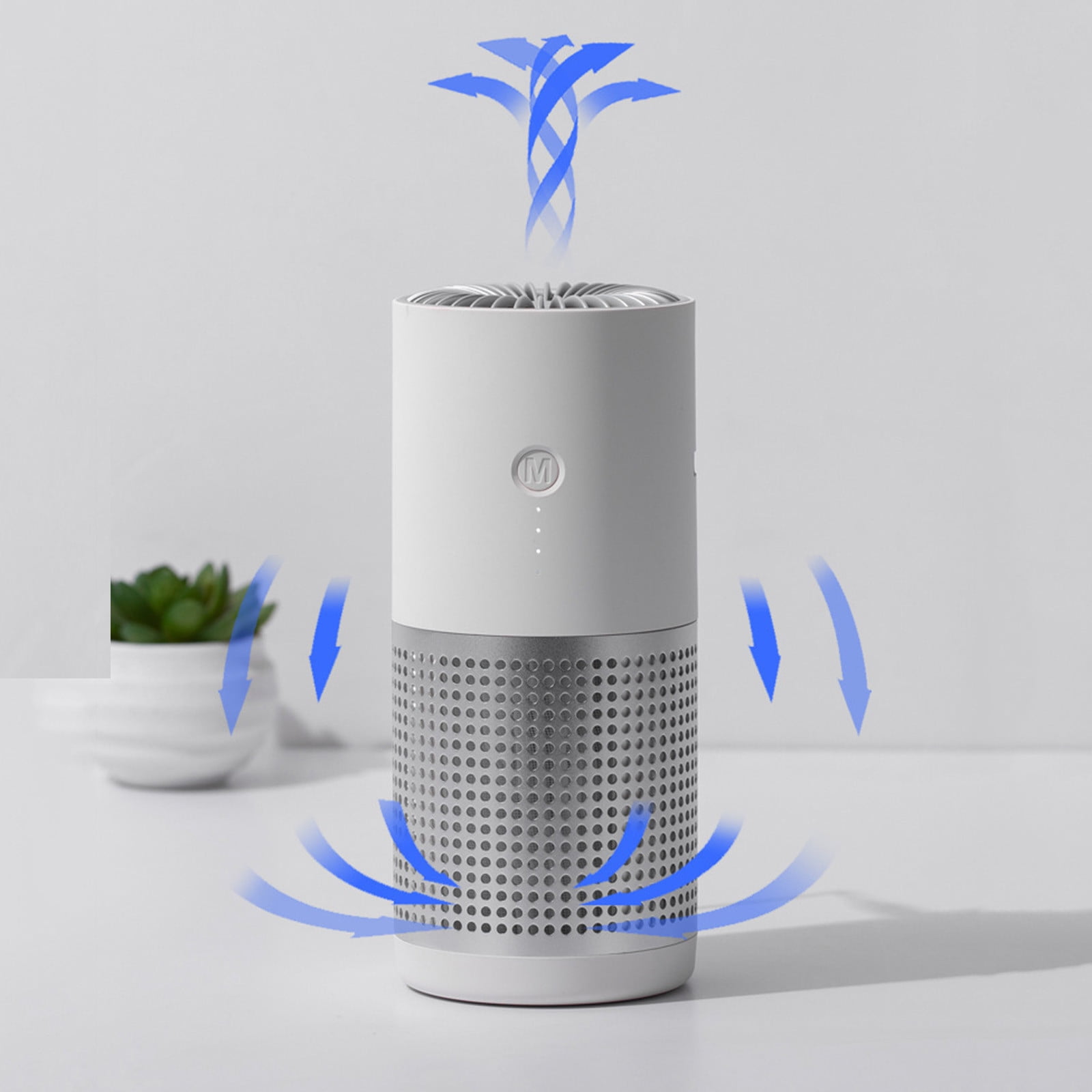 AP02 Home Air Purifier Desktop USB Cleaner,UV Sterilization Negative Ion PM2.5 Filtration with HD Display and Three-Speed Fan,Silent 360° Air Cleaning for Bedroom Living Room Office-20*10.5*8.5cm