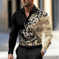 thumbnail image 2 of Camisa formal informal de negocios con diseño floral para hombre, camisa con botones para fiesta, uso diario, primavera y verano, solapa, manga larga, 11 colores, tela suave, 2 of 5