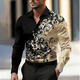 thumbnail image 2 of Camisa formal informal de negocios con diseño floral para hombre, camisa con botones para fiesta, uso diario, primavera y verano, solapa, manga larga, 11 colores, tela suave, 2 of 5