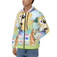 thumbnail image 3 of Zofaai Bluey Pattern Men's Zipper Cardigan, Drawstring Hooded Pocket Long Sleeve Cardigan Jacket, Suitable for Leisure and Sports-XX-Large, 3 of 5