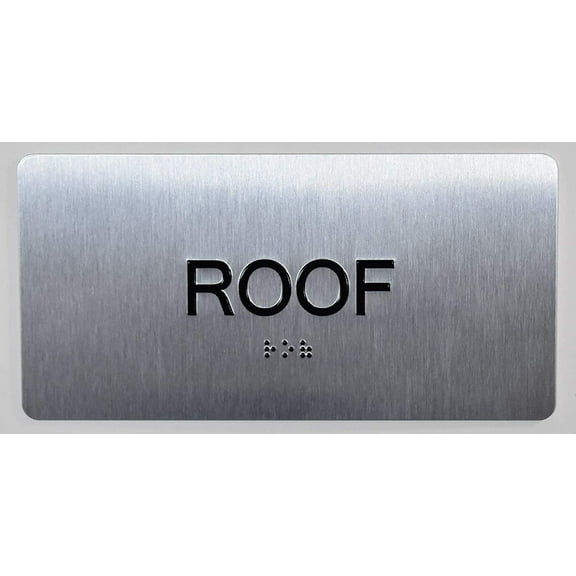 ROOF Floor Number Sign Silver-Tactile Touch Braille Sign (Aluminium !!, Brush Silver,Size 4x8)- The Sensation line(ref-2022-4)