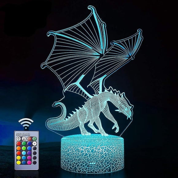 Dragon Lampe - Veilleuse Dragon Volante, Télécommande et Illusion de 16 Couleurs