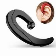 Wireless Earbuds, Very Light Small Ear-hook Headphones with Microphone, Blue-tooth Head-phones for Cell Phones, Non in-Ear Bluetooth Earbuds (Black)