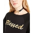 thumbnail image 3 of Rebellious One Juniors' Metallic Blessed Graphic Sweatshirt Black Size X-Large, 3 of 3