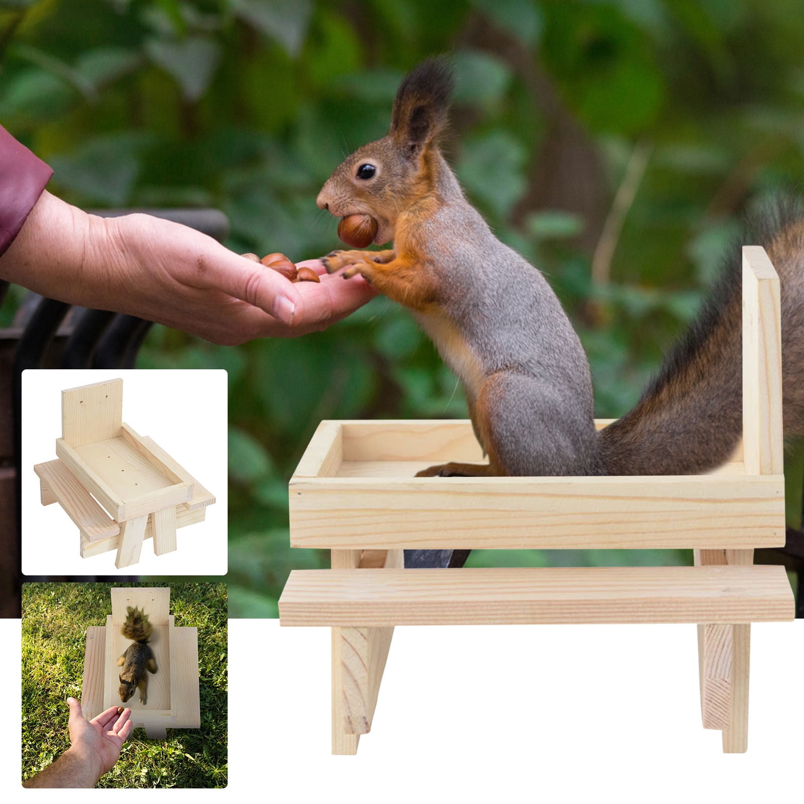 Squirrel Feeder Picnic Table Bird Feeder w/ Screen For Food 9” L x 7 “ x 4” H 