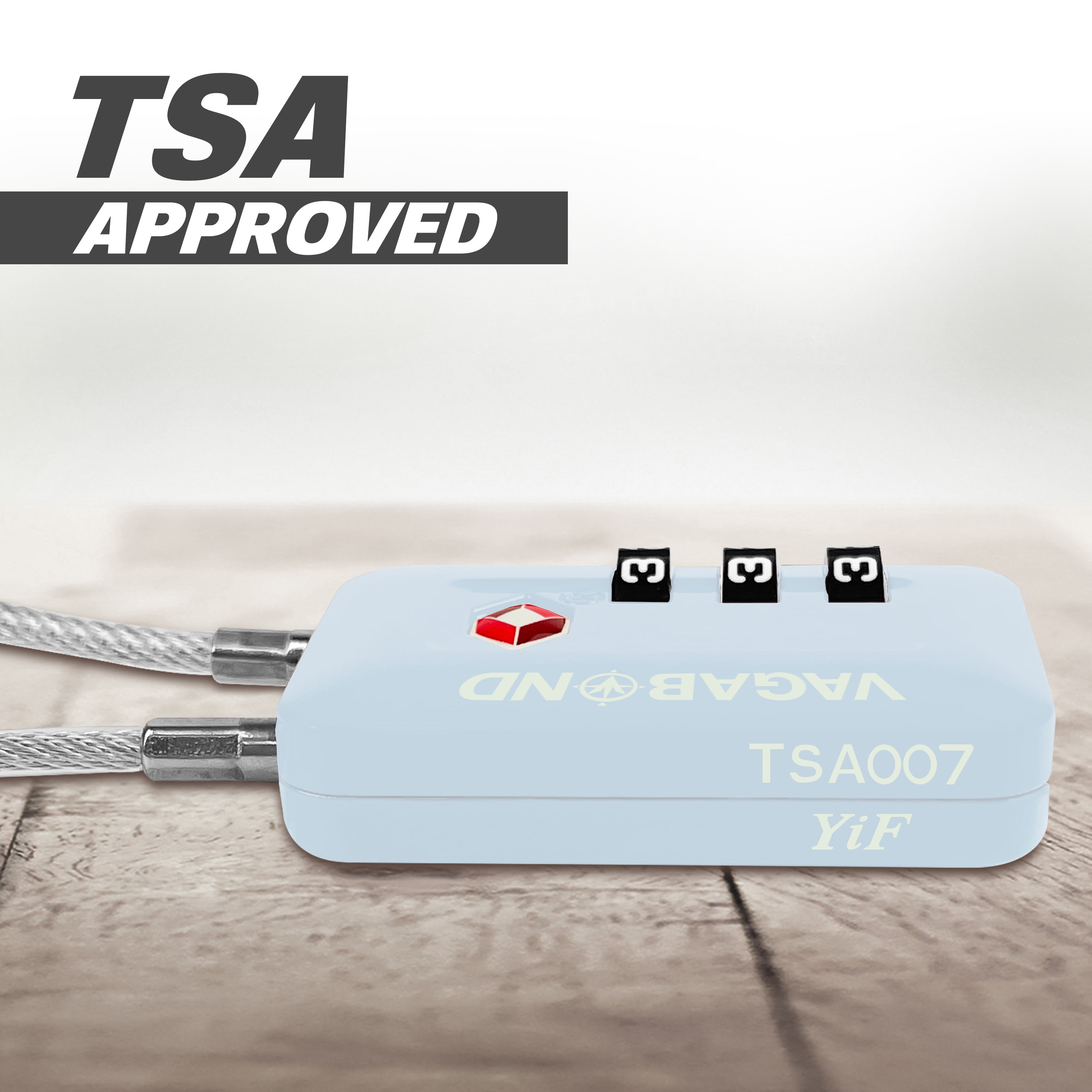 VAGABOND TSA Accepted Luggage Travel Lock 3 Digit Combination Keyless Resettable Suitcase Steel Cable Lock with Zinc Alloy Body Blue 2 Pack