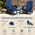 thumbnail image 6 of Folding Adirondack Chair with Ottoman, Adjustable Backrest Plastic HDPE Adirondack Chairs w/4 in 1 Cup Holder Tray, Navy Blue, 6 of 10