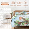 thumbnail image 6 of Christmas Sparrows Bedding Duvet Cover Set Twin Size 4 Pieces Winter Berry Leaf Xmas Bedding Set with Zipper Closure, 1 Comforter Cover 68x86 Inches 1 Flat Sheet & 2 Pillow Cases, 6 of 7