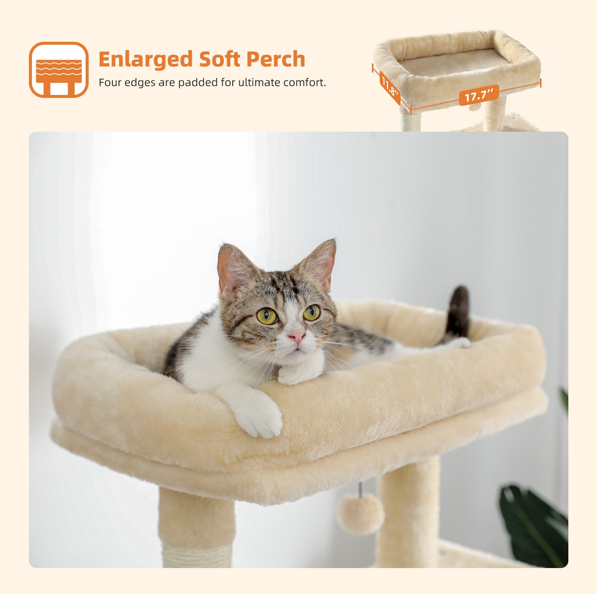 resenkos 56" Multi-Level Cat Tree Tower for Indoor Cats with Sisal Scratching Posts, Cozy Cat Condo, Large Hammock and Plush Perches Cat Tree House for Large Cats, Dark Gray