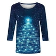 thumbnail image 5 of VKOYWKM Womens Merry Christmas Tops Christmas Tree Graphic Tees 3/4 Sleeve T-Shirts Fall Casual Crew Neck Loose Fit Xmas Tops, 5 of 5