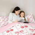 thumbnail image 5 of Manfei Fashion Buffalo Bow-tie Bedding Comforter Set for Kid, Pink Stripes Lines Twin Comforter Sets, Cartoon Cherry Reversible Bedding Set, Microfiber Bedroom Decor, 2 Pieces, 5 of 8