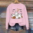 thumbnail image 6 of thefmos Women's Round Neck Halloween Print Pullover Sweatshirt Long Sleeve Solid Color Casual Top Fashion Fall Spooky Season Outfit, Pink 2XL, 6 of 6