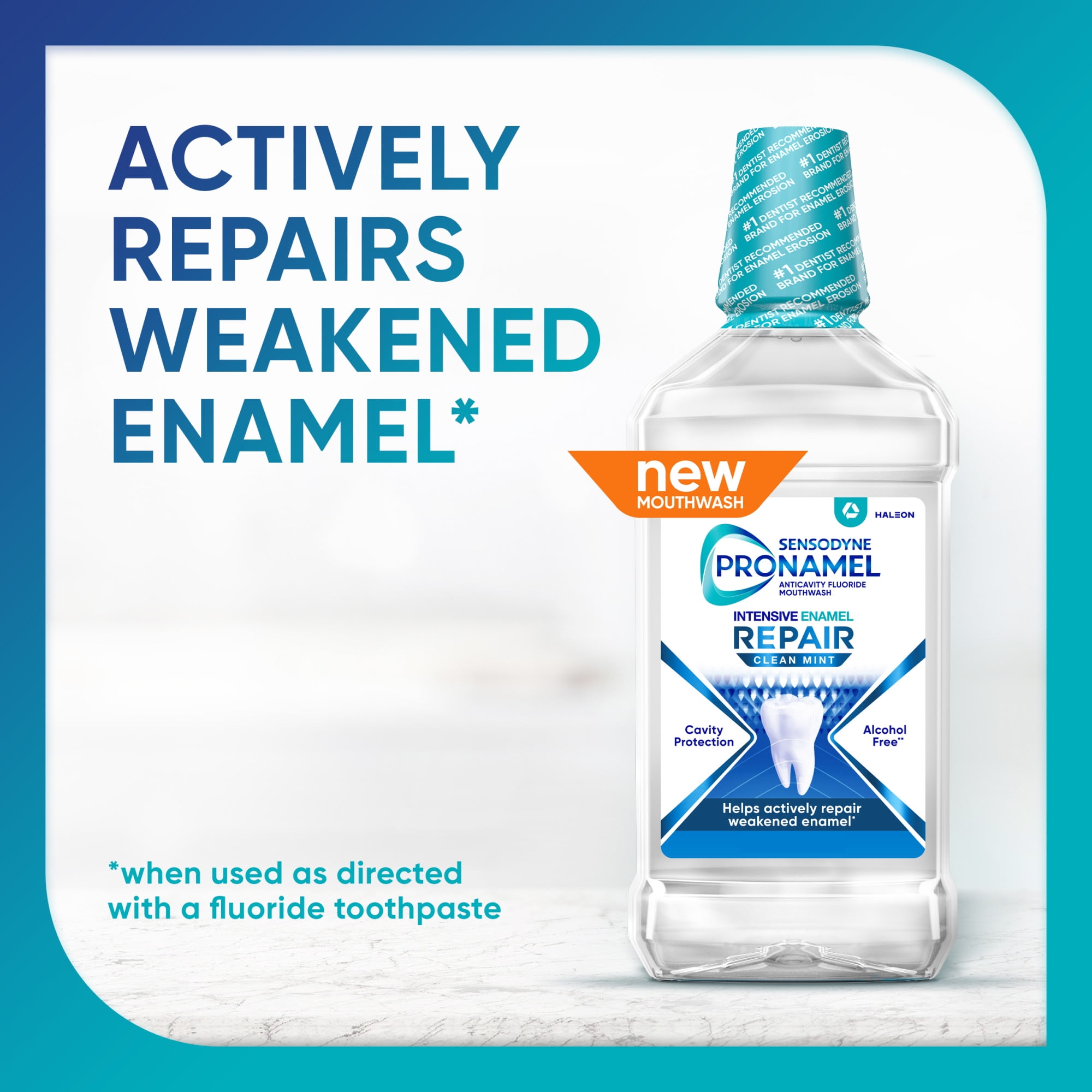 Sensodyne Pronamel Intensive Enamel Repair Alcohol Free Mouthwash To Help Actively Repair Enamel and Protect Against Cavities, Fluoride Mouthwash, Clean Mint, 16.9 fl oz