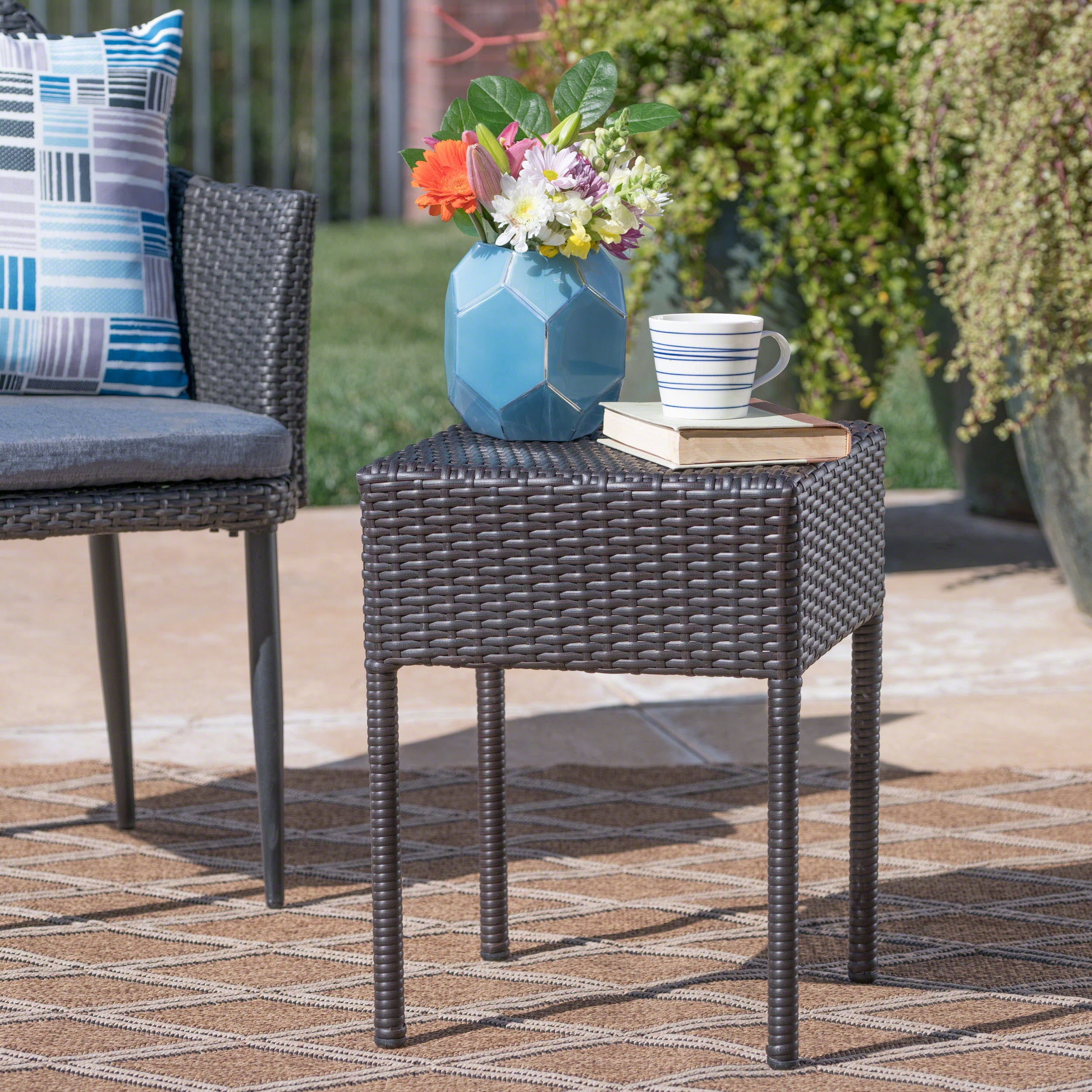 Mcfarland Wicker Outdoor Accent Table, Brown