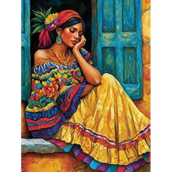 Mexican Woman Portrait Decorative Painting/Canvas Art， Suitable for Living Room， Bedroom， Dining Room， Office， Hotel， Cafe， Studio， Hallway， Corridor Decor.