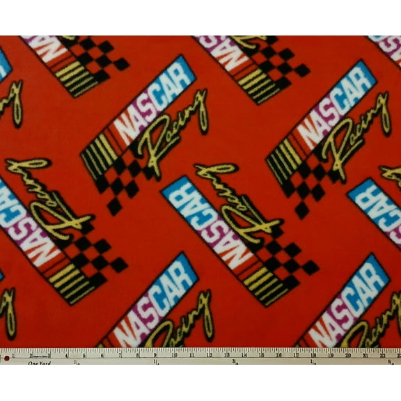 Fleece NASCAR Retro Racing Flag Officially Licensed through Camelot Fabrics Racing Logo Sports Fleece Fabric Print by the Yard (39190102A-05)