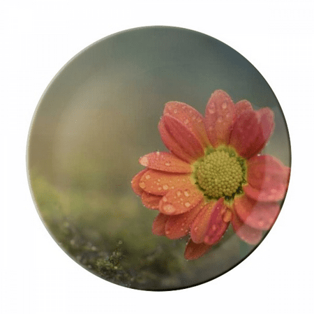 

Dark Red Beautiful Flowers Plate Decorative Porcelain Salver Tableware Dinner Dish