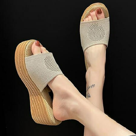 

Zpanxa Slippers for Women Fashion Women Sandals Wear Lazy Summer People Thick-Soled Casual Slippers Shoes Flip Flops for Women Beige 36