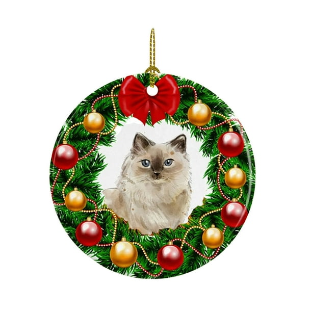 Teissuly Orange Sphynx Siamese British Shorthair Christmas Ornament Teissuly WER202310161731