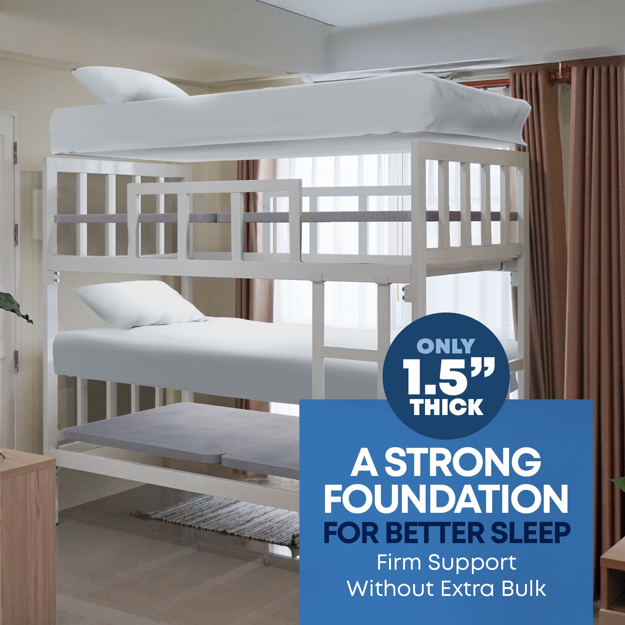 Continental Sleep, 38MM  Wood Bunkie Board for Twin Size Bed - Under Mattress Support Board, Fully Assembled, Fabric Ventilation Cover - Replaces Wooden Slats or Box Spring for Bed Frames(Set Of 2)