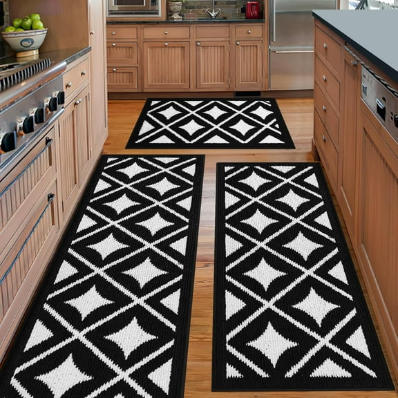 AKASISRUG Kitchen Rugs Sets of 3,Non SlipThick Kitchen Floor Mat,Runner Rugs for Hallway Laundry