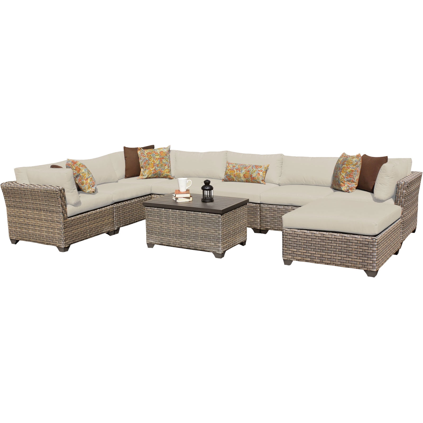 Hampton 9 Piece Outdoor Wicker Patio Furniture Set 09b by TK Classics