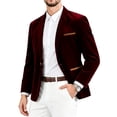 thumbnail image 4 of Hulanddfd Men's Velvet Blazer Jacket Slim Fit Sport Coat Button Front with Pockets for Business Office Wedding Party Daily Wear Outdoor Travel Streetwear, 4 of 6