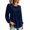 Navy, variant on Women Ruffle Trim Round Neck Long Elastic Cuff Sleeve Tiered Fringe Detail Relaxed Fit Swing Tunic Warm Season Casual Everyday Layering Top Assorted Tone Selection Option (Purple,S)