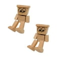 thumbnail image 2 of Dienrx 2PC Shaking Wooden Man Figurine, Handmade Shaking Feet Wooden Doll, Charming Little Woodens Figure That Sways, for Desktop Car Dashboard Decoration, Creative Gifts Trapezoidal face, 2 of 5