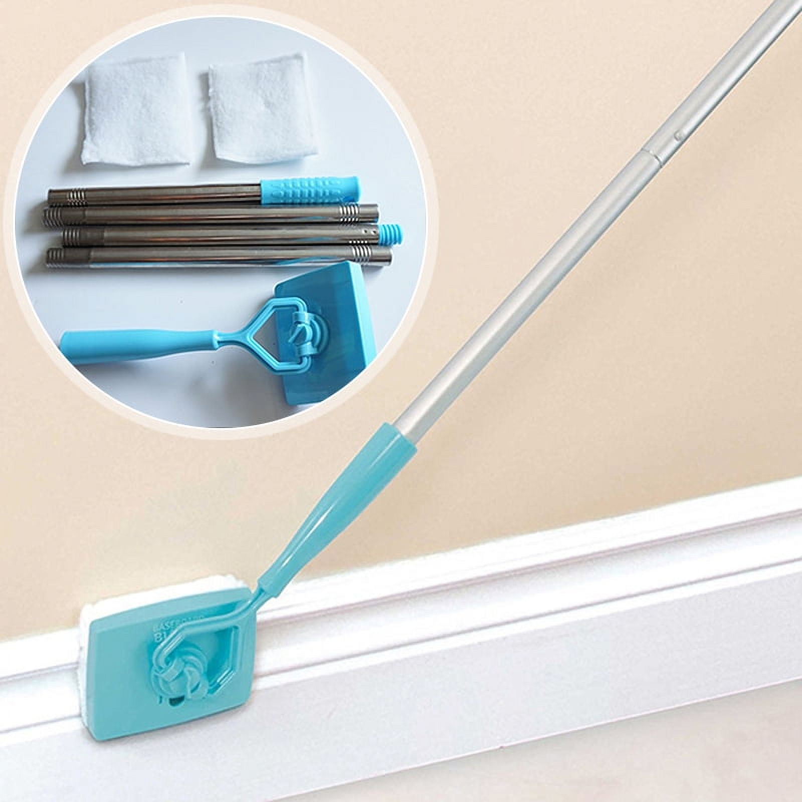 Baseboard Cleaner Tool with Handle, 5 Reusable Cleaning Pads, No-Bending  Mop Baseboard Cleaner Tool Long Handle Adjustable Baseboard Molding Tool  for Bathroom Microfiber Cleaning 
