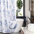 thumbnail image 5 of Blue and White Floral Shower Curtain Aesthetic, Plant Spring Dusty Blue Flower Decorative Shower Curtains for Bathroom 72" W x 72" L, 5 of 7