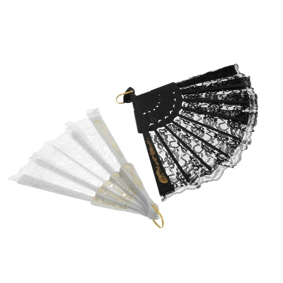 2 Pieces Lace Floral Folding Hand Fans, Chinese Retro Style Bridal Dancing Fans, Perfect for Church Weddings, , and Party Favors