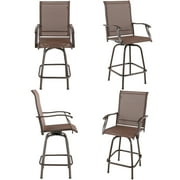 Gymax 4PCS Patio Swivel Bar Stools Chairs 360 Rotation Barstool Armrest Brown