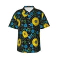 thumbnail image 2 of Goofa Sunflowers And Blue Flower Hawaiian Shirt for Men, Unisex Summer Beach Casual Short Sleeve Button Down Shirts,Aloha Tropical Floral print shirt-3X-Large, 2 of 9