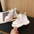 thumbnail image 3 of Dakaela Baby Boys Girls Combat Ankle Boots Little Kids Toddler Chelsea Fall Winter Snow Hiking Work Booties Leather Outdoor Shoes White 6.5, 3 of 6