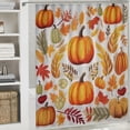 thumbnail image 6 of PRATYUS Pumpkins Leaves Thanksgiving Shower Curtain Set with Hooks, Chic Elegant Bathroom Decor, Made of 100% Polyester Fiber, Various Sizes Available 69"x72, 6 of 7